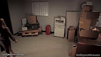 Blonde fucks machine in storage room