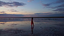Walk on Red Sunset of Elton Salt Lake
