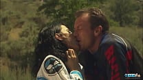The motor cross legend stops riding to give the brunette with fake boobs a facial The motor cross legend stops riding to give the brunette with fake boobs a facial