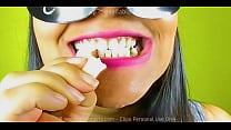 Girl with beautiful teeth crumpled chewed up candy chewing gum nuts to mud chew videos  look her very close in her mouth Girl with beautiful teeth crumpled chewed up candy chewing gum nuts to mud chew videos  look her very close in her mouth