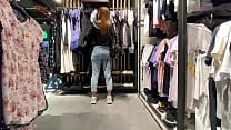 The Girl Worked Out The Purchase Right In The Locker Room Of The Shopping Center