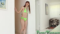 Irresistible redhead jumps on her stepbros erect cock Irresistible redhead jumps on her stepbros erect cock