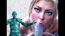 Princess Elsa and the Night king likes cold weather Blowjob of the big dick in the snow