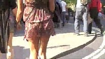Asians walking no pants in city