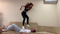 Evil Princess Kira Full Weight Trampling Including Jumps on Slave  039 s Belly and Sweaty Socks Humiliation Femdom  Preview 