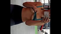 Boobs showing at the gym