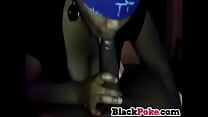 Blindfolded ebony GF sucks big black cock Blindfolded ebony GF sucks big black cock