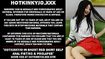 Hotkinkyjo in short red skirt self anal fisting  amp  prolapse