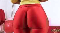 HUGE ASS TINY WAIST in Tight Red Spandex Leggings FIONA from SportySlut com