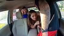 Step Sisters Seduce Handsome Taxi Driver In Public