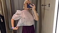 Let  039 s try on transparent clothes  completely see through  In the mall  See me in the fitting room