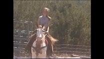 Stunning blonde cutie April Flowers takes lessons of back riding and seduces stable man